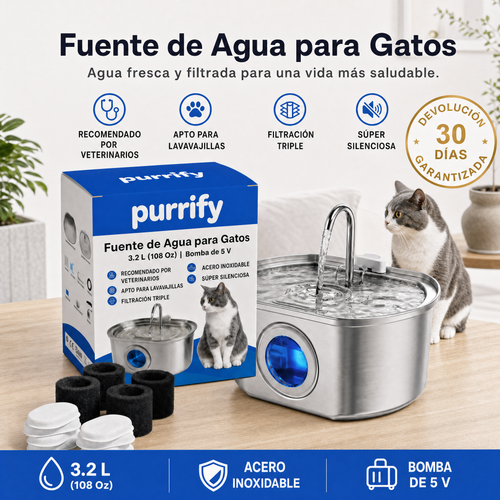 PureFlow™  - Fuente de Agua Purificada para Gatos
